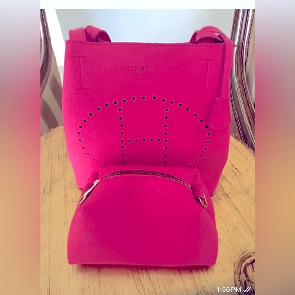H Handbags - Leather pink  women bag